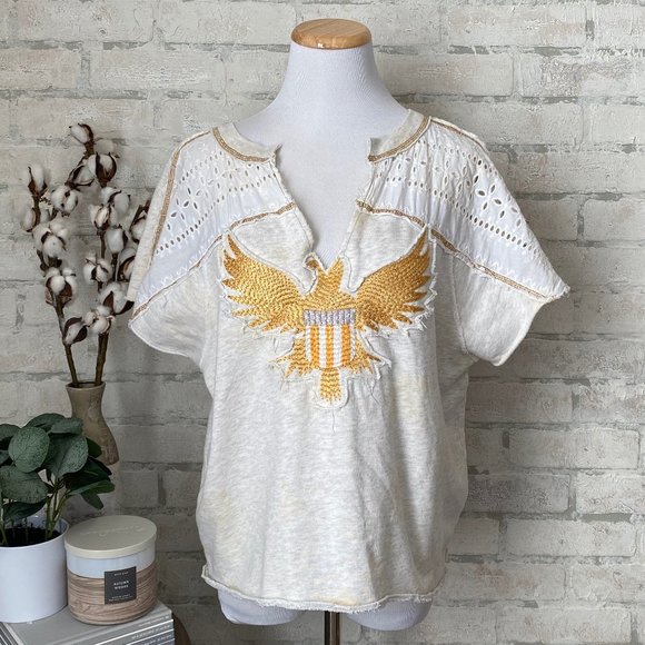 We The Free Tops - We the Free | Cropped Embroidered Eagle Sweatshirt